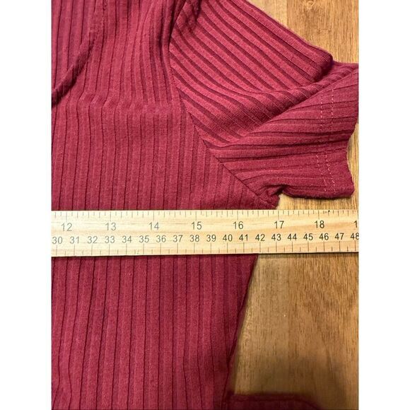 Ribbed Tie Front Midi Dress Burgundy Size Small - Picture 6 of 6